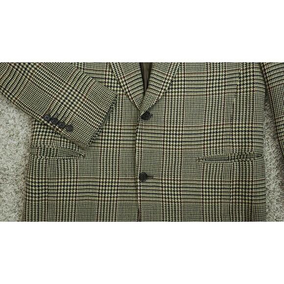 Vintage Donna Karan Plaid Herringbone Blazer Wool Cashmere ITALY Mens 40 Brown - Picture 4 of 9